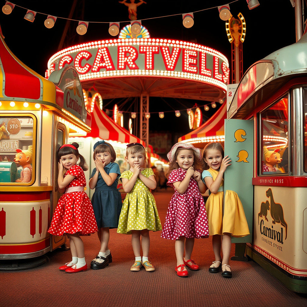 Kids Play Hide-and-Seek at 1950s Carnival