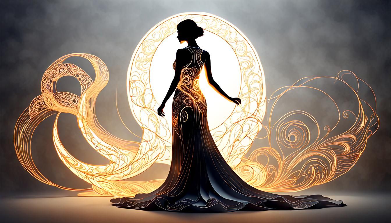 Backlit Woman with Incandescent Outline: Digital Art