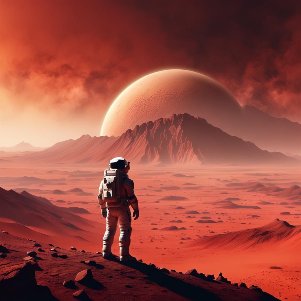 Astronaut on Mars Observes Dust Storm