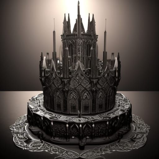 Extravagantly Detailed Gothic Cake in 3D Render