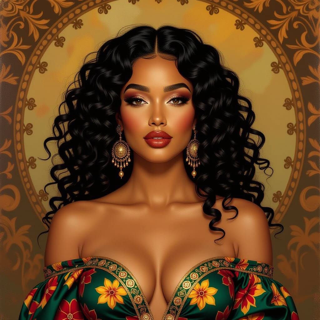 Busty Moroccan Woman with Curly Dark Hair