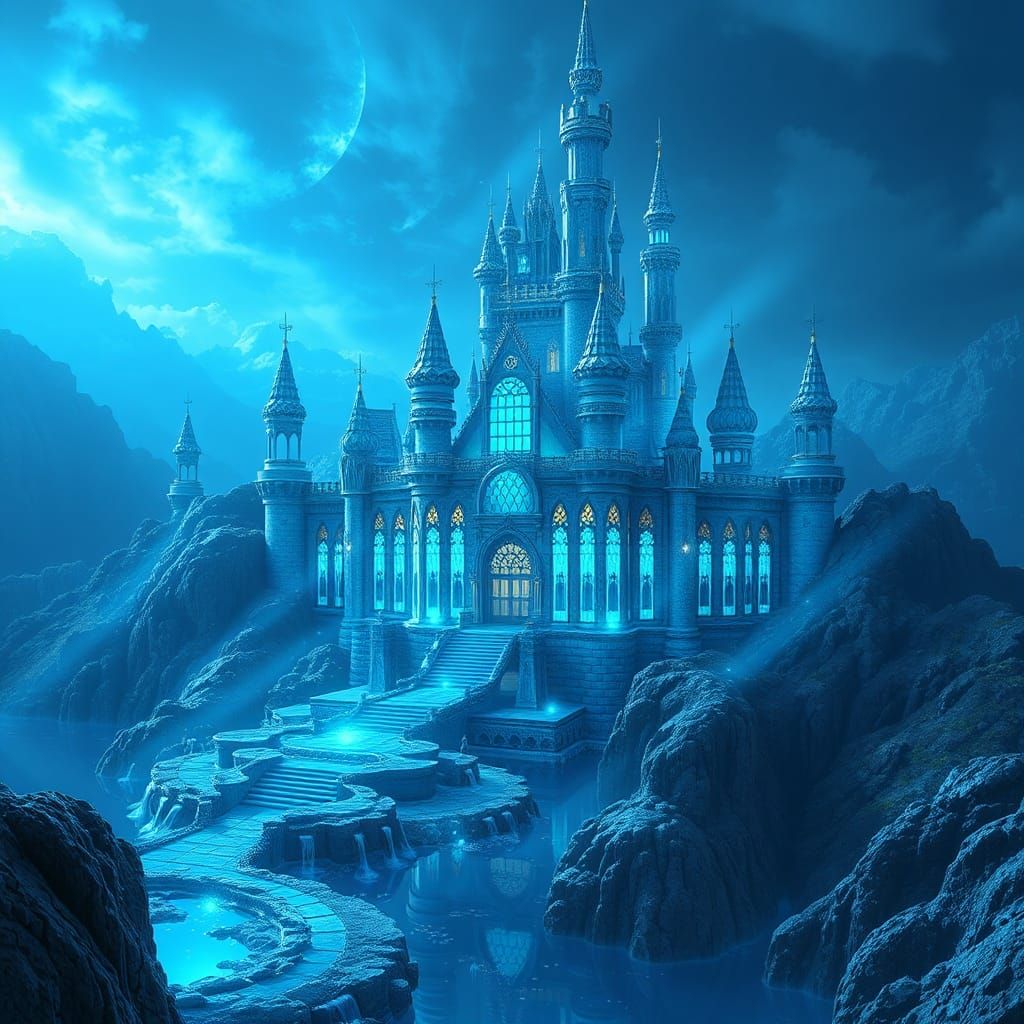 Blue Glass Castle in a Blue Glass World