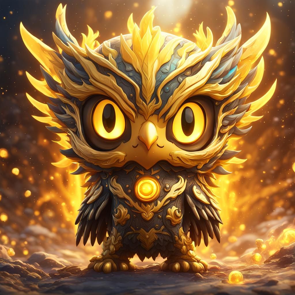 Chibi Yellow Supernova Phoenix Digital Art