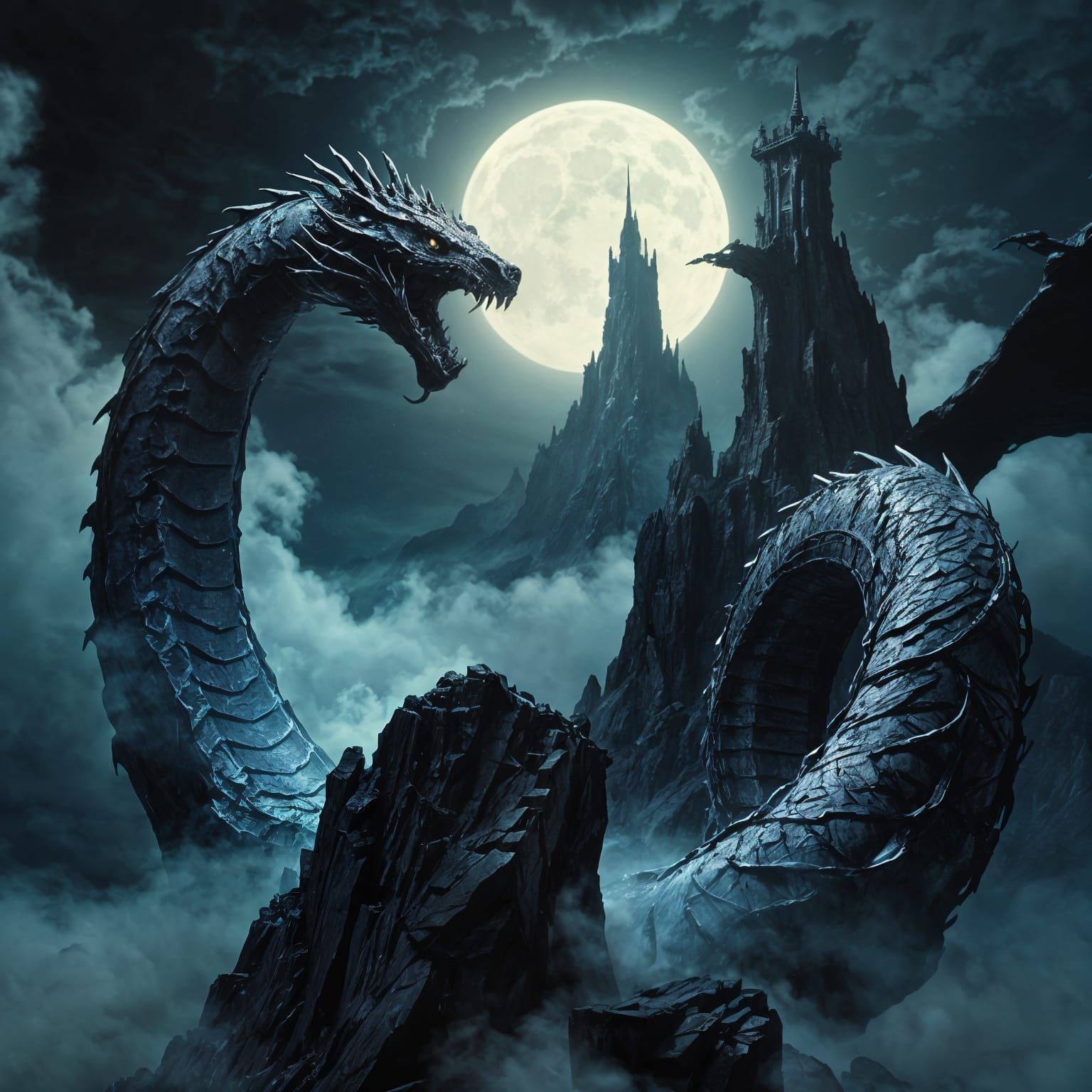 Colossal Obsidian Serpent Unveiling Ancient Magic