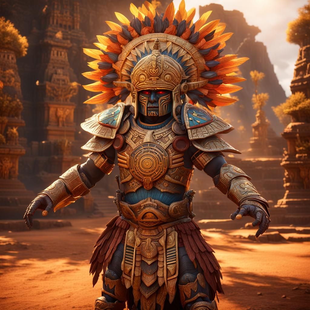 Tonatiuh: Aztec Sun God in Warrior Armor