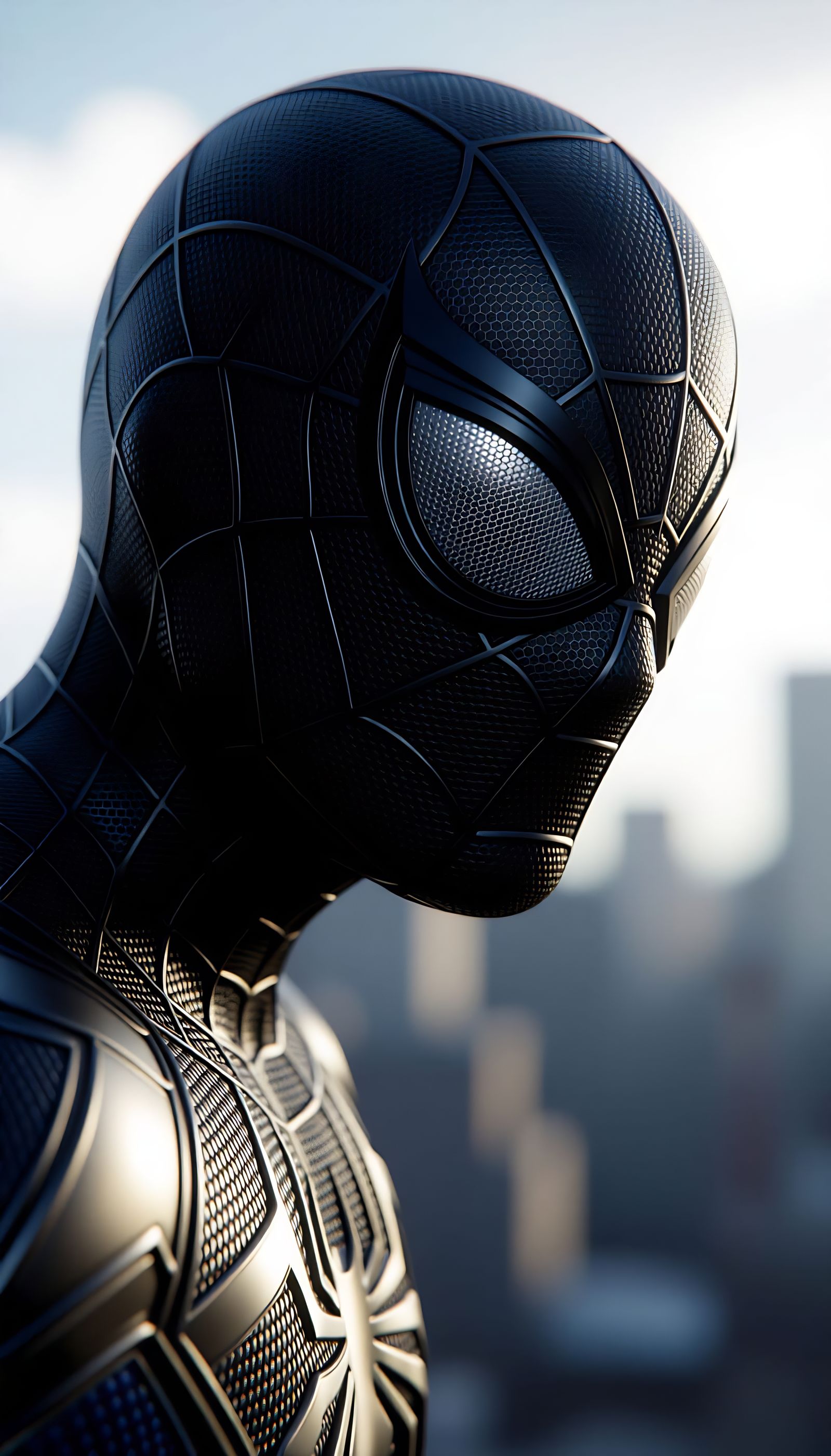 Ultra-Realistic Spider-Man Suit Close-Up Portrait