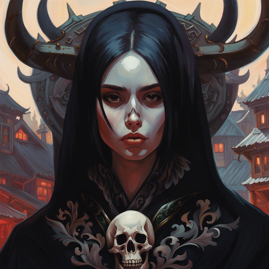 Dark Fantasy Necromancer in Hyperrealistic Style