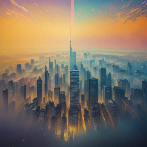 Magical Realism Cityscape in Impressionistic Style