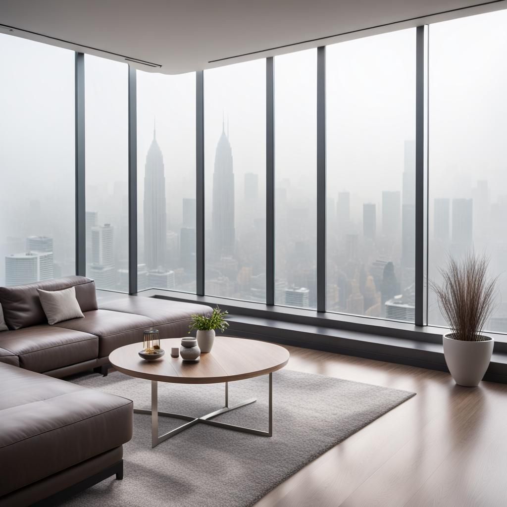 Luxurious Penthouse View on a Foggy Day