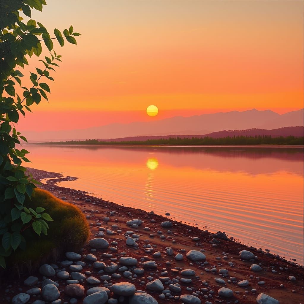 Sunset Landscape in Soft, Dreamy Hues