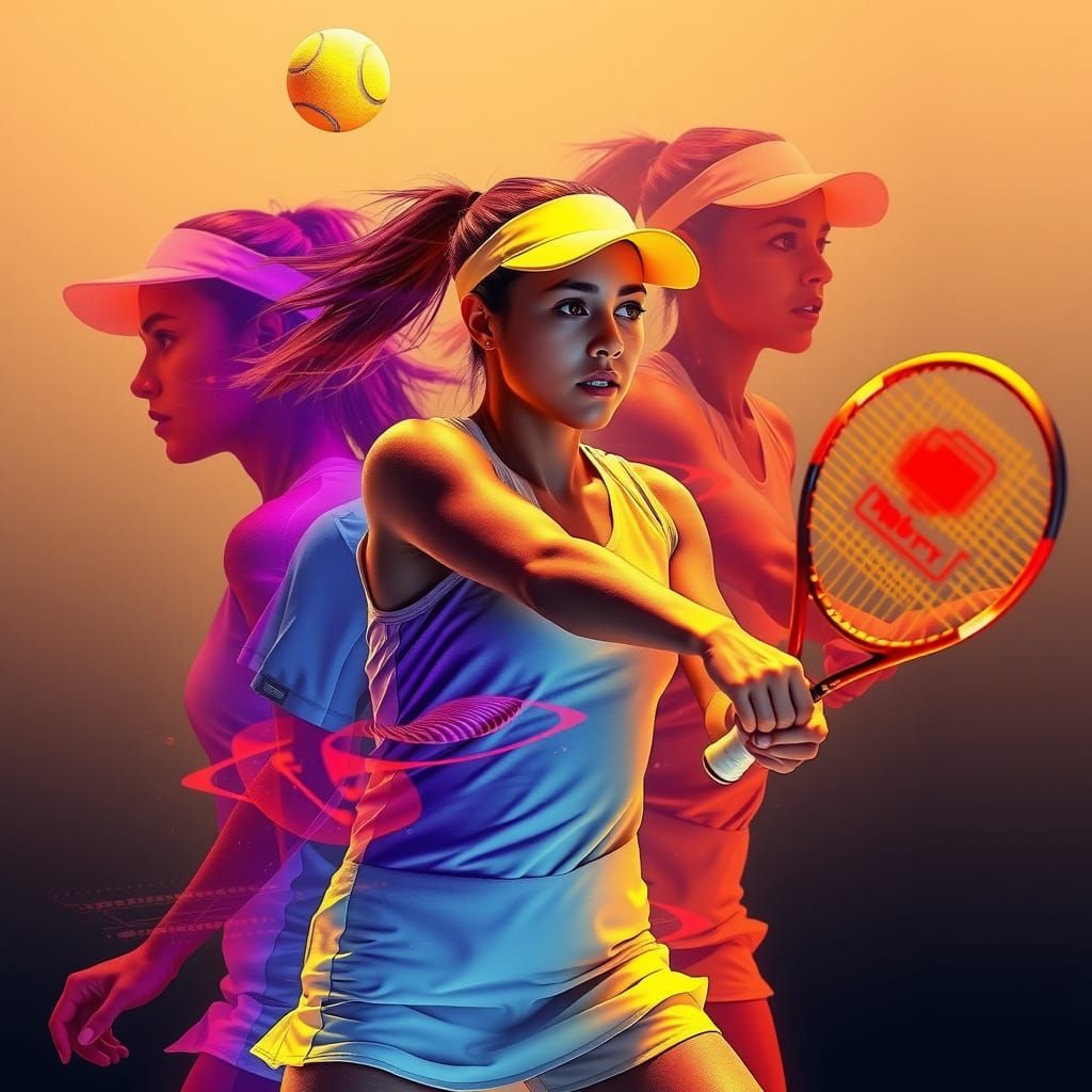 Dynamic Tennis Player Render in Sci-Fi Style