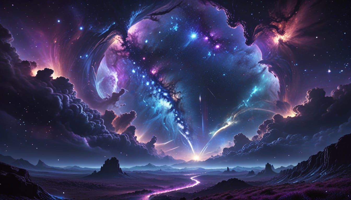 Colossal Archway of Light in Starry Expanse