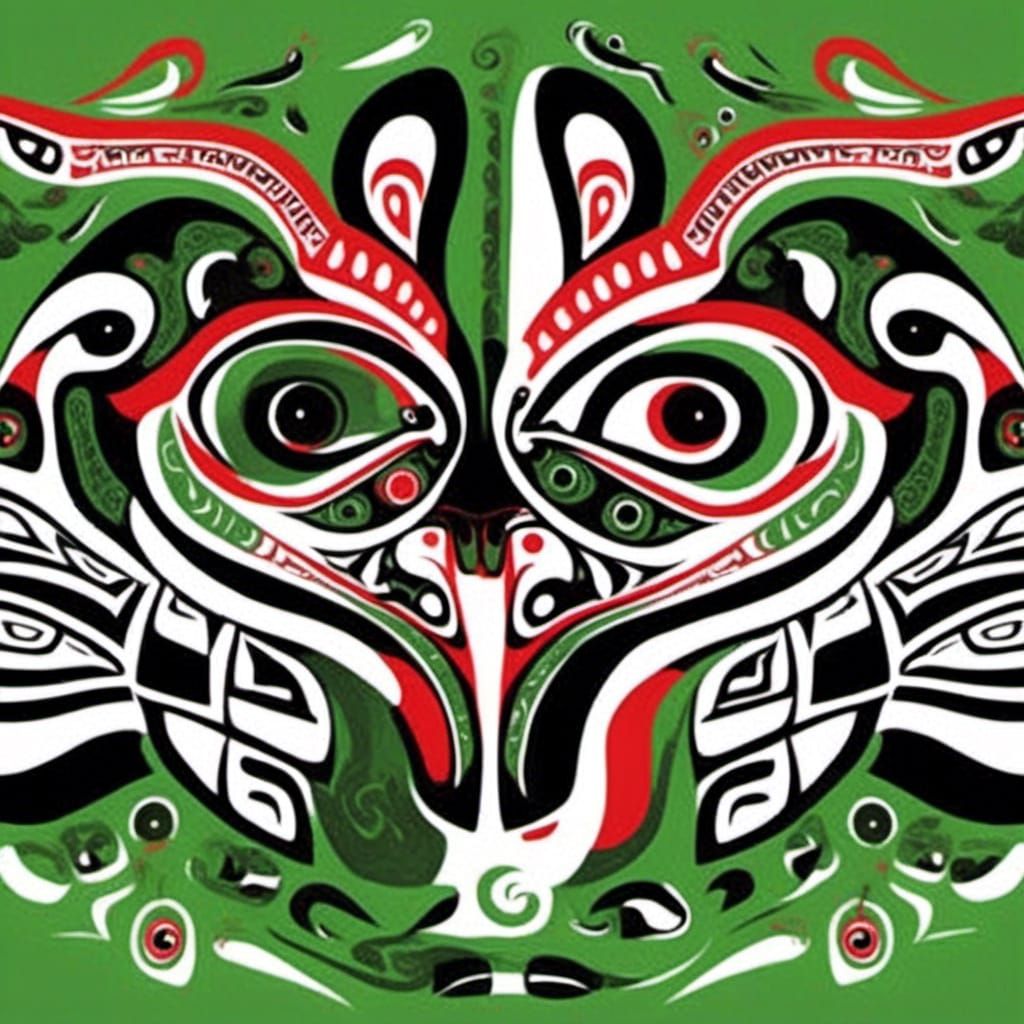 <lora:HaidaStyle:1.0> Haida style picture of a snake biting ...