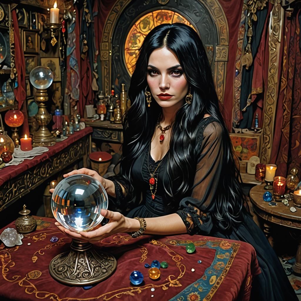 Mystical Gypsy Woman with Crystal Ball