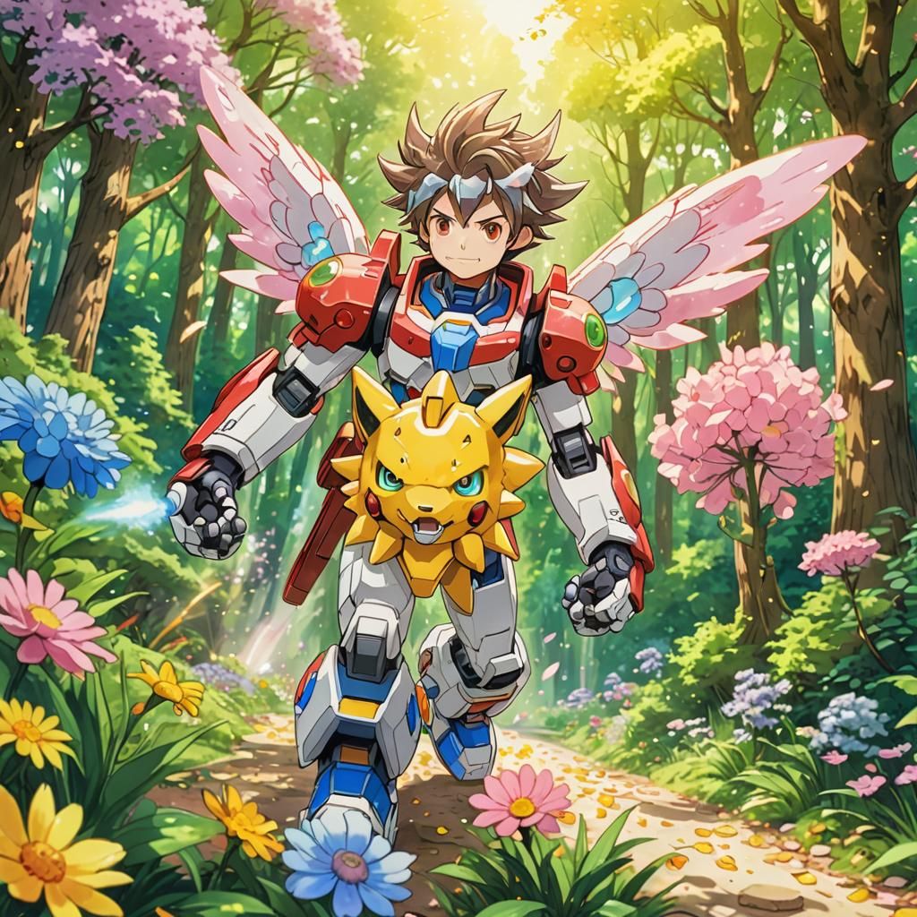 Fairy Digimon Emerges in Anime Forest Illustration