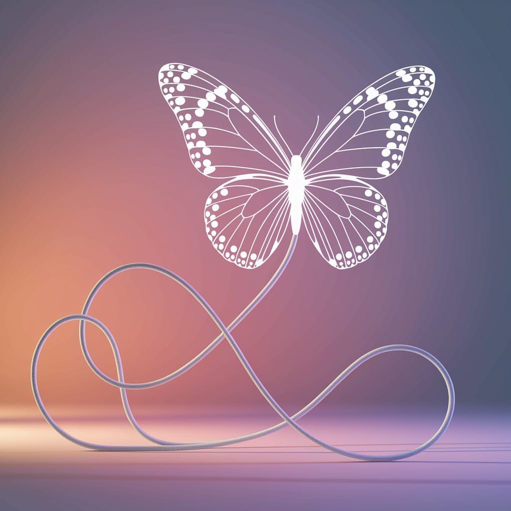 Delicate Butterfly Formed from Twisting Rope in Ethereal Pas...