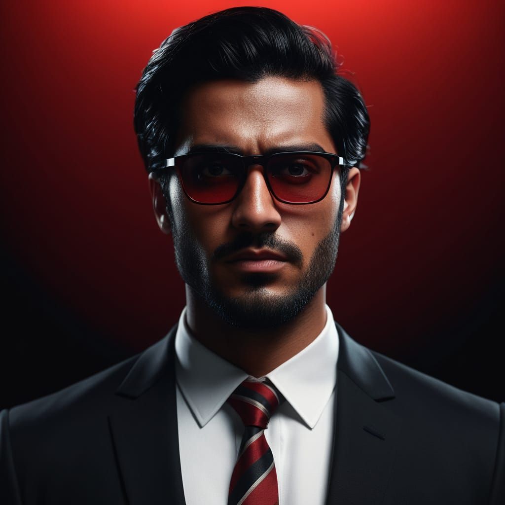 Intense Portrait of a Young Emirati Man in Cinematic Lightin...