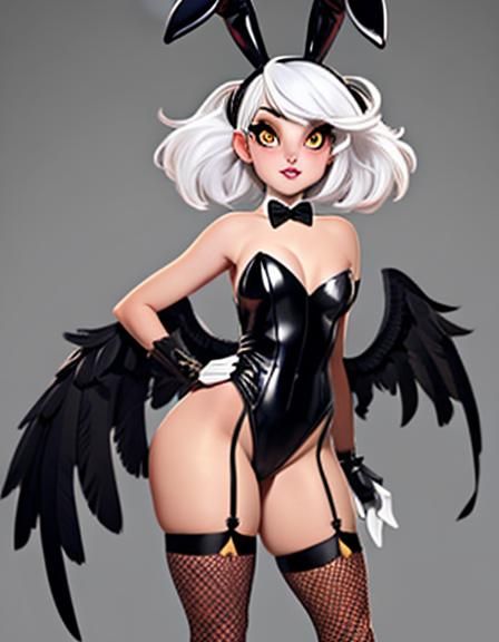 Girl with Goat Horns and Black Wings