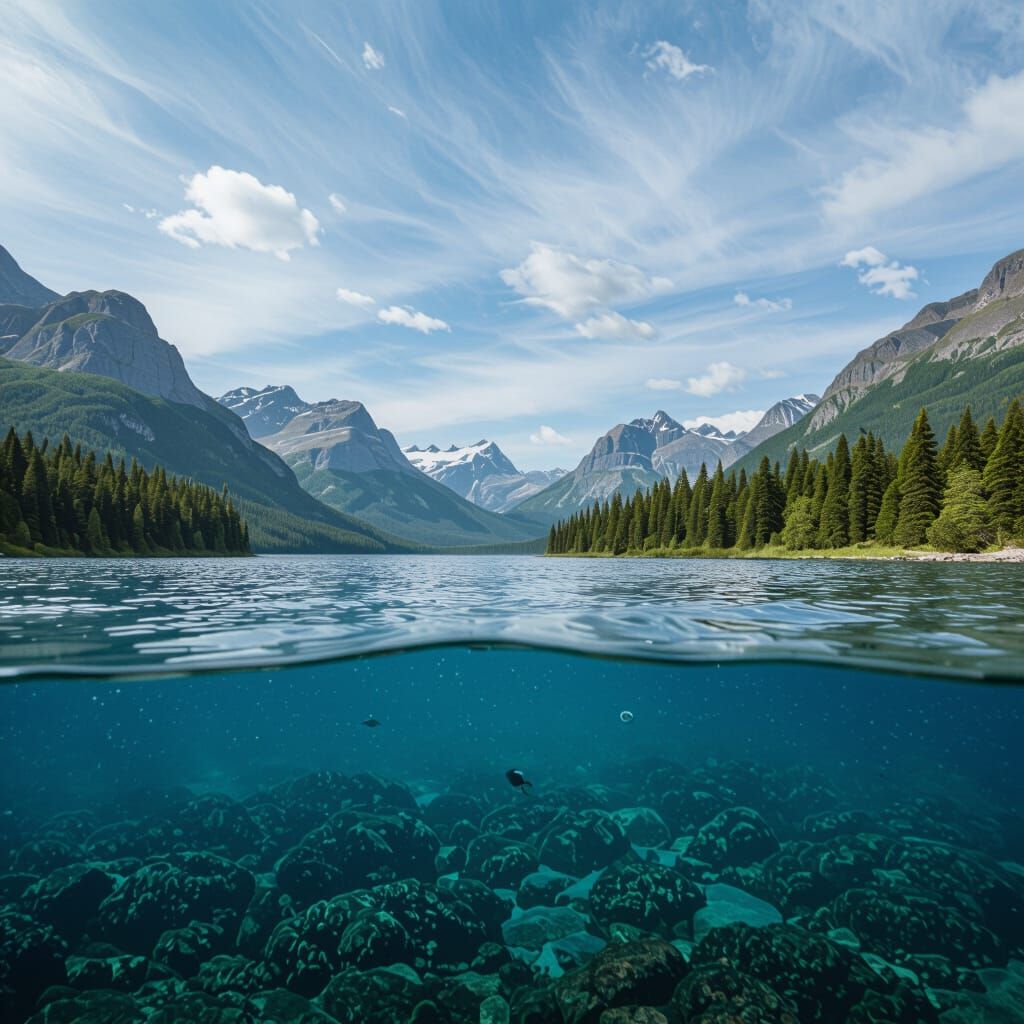 Serene Nature Landscape with Forest and Sky