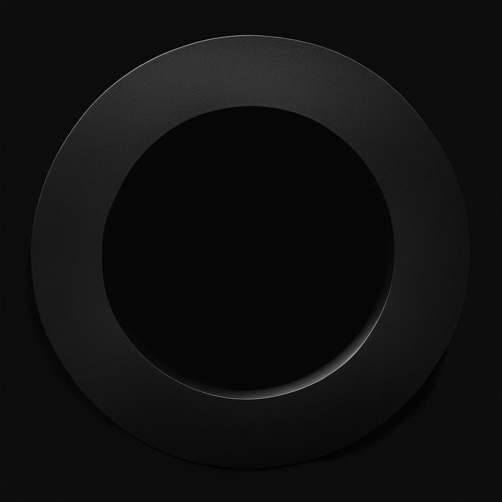 Minimalist Abstract Black Circle in Infinite Expanse