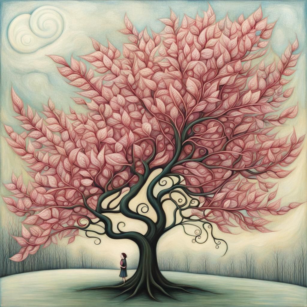 Entangled Leaf in Art Brut Style