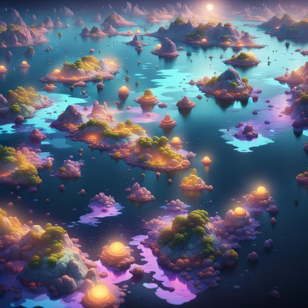 Floating Islands Over Ocean of Memories