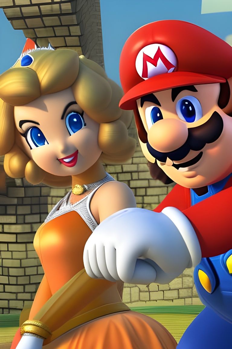 Realistic Princess Peach and Mario Reinterpretation