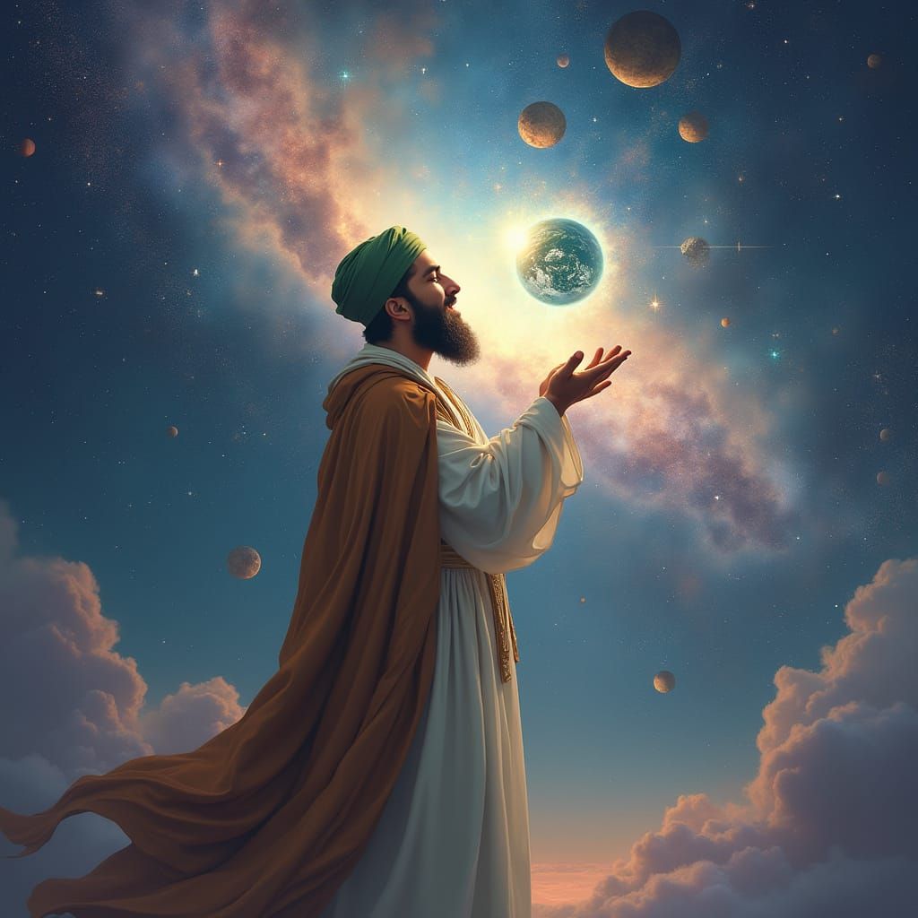 Majestic Imam al-Mahdi in Celestial Splendor