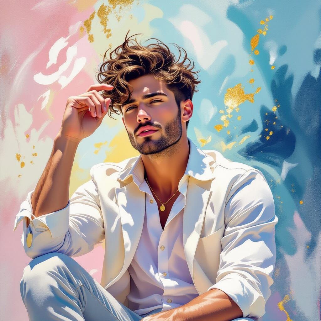 Dramatic Pose in Impressionist Rococo Fusion Style