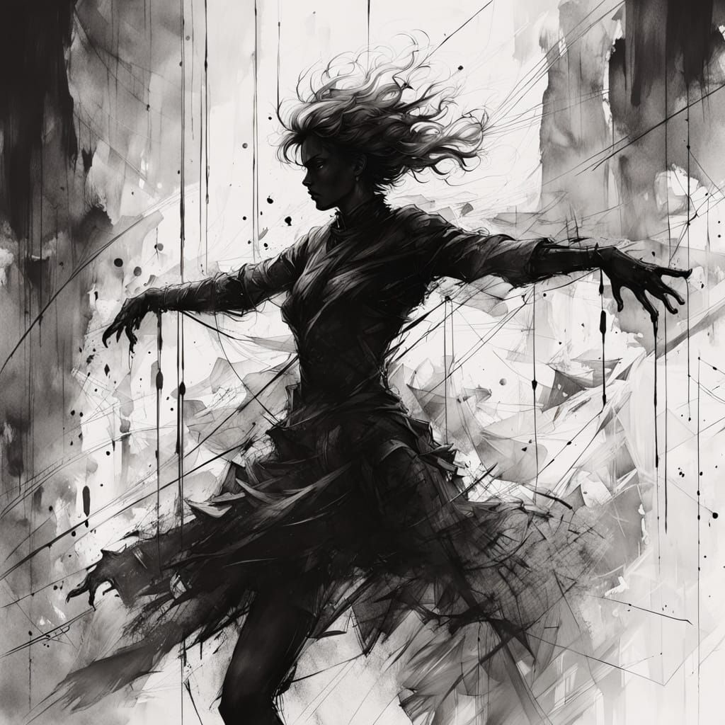 Surreal Storm Dance in Monochrome Masterpiece