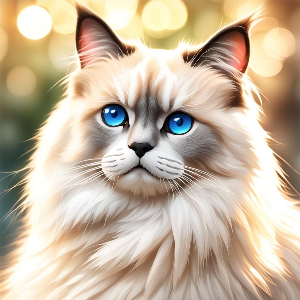 Realistic Digital Art Birman Cat Portrait
