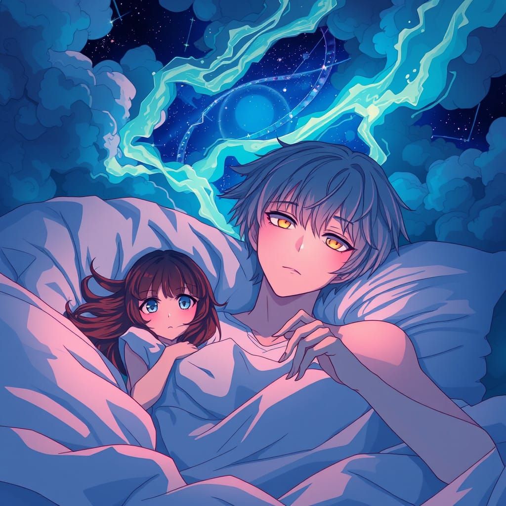 Anime Character Awakening with Flashing Memories