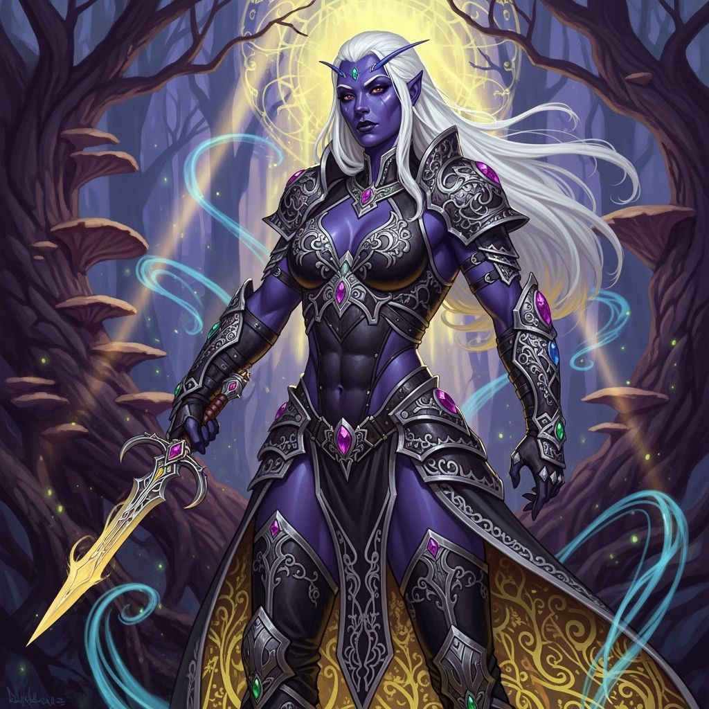 Muscular Drow Warrior in Mystical Realm, Dark Fantasy Art