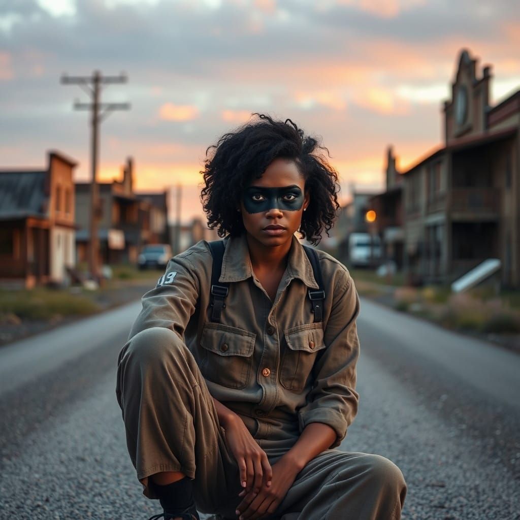 Somber Survivor in Deserted Western Landscape