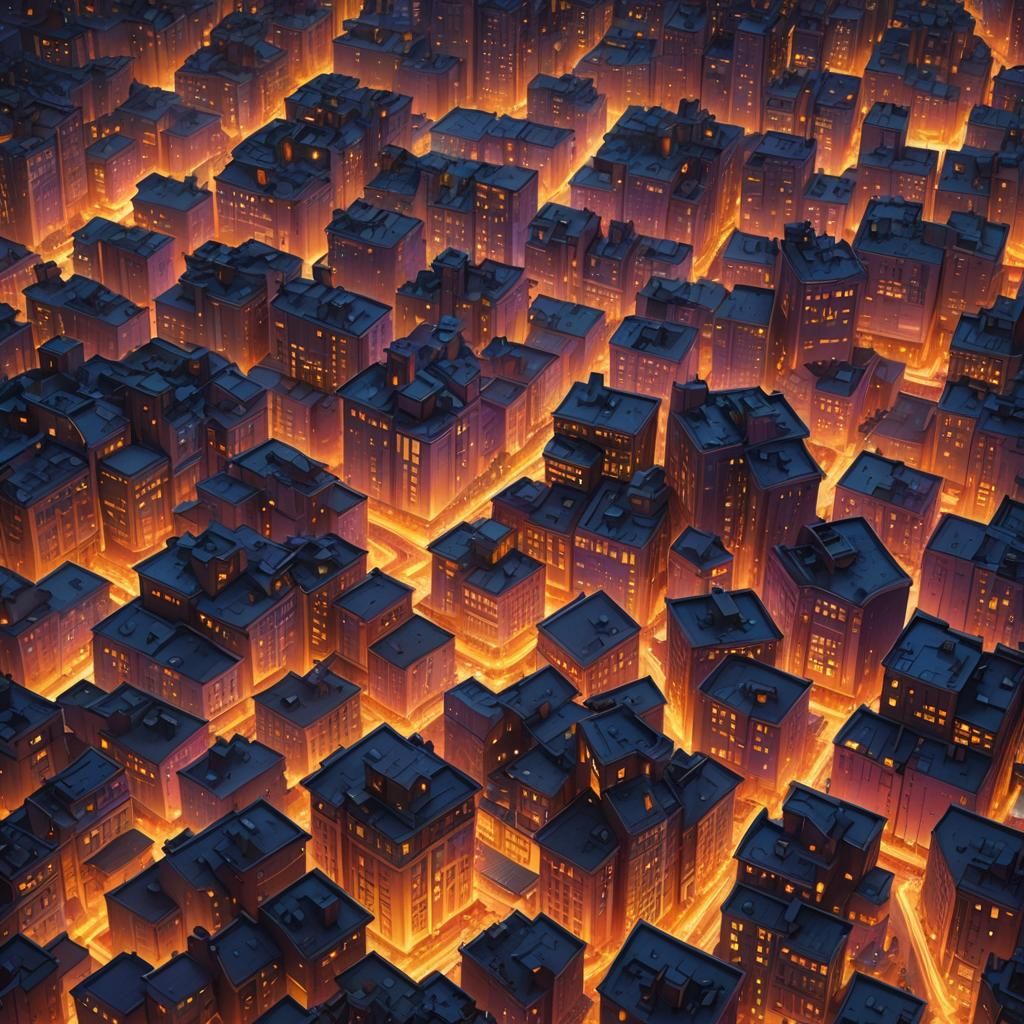 Musical Cityscape at Night in Vibrant Fantasy Art