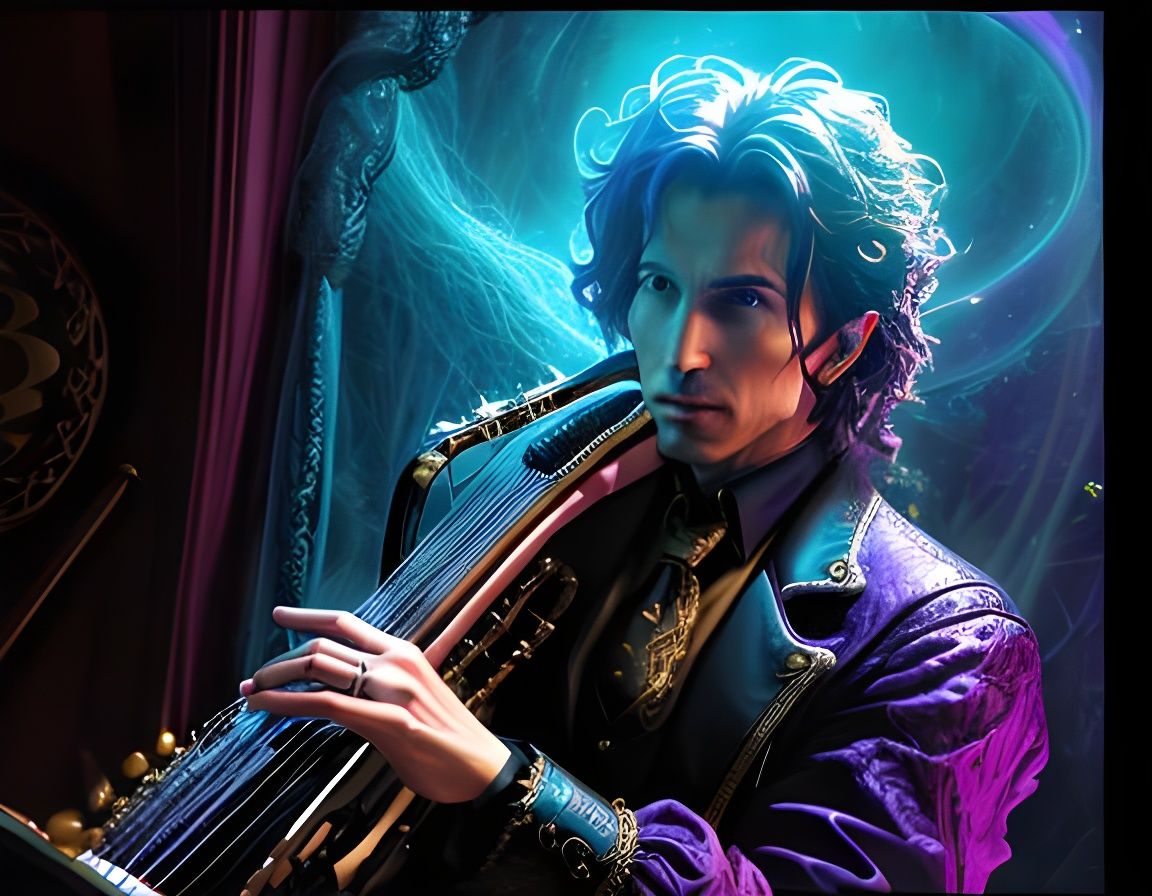 Enchanted Instrument Bard in Photorealistic Digital Art