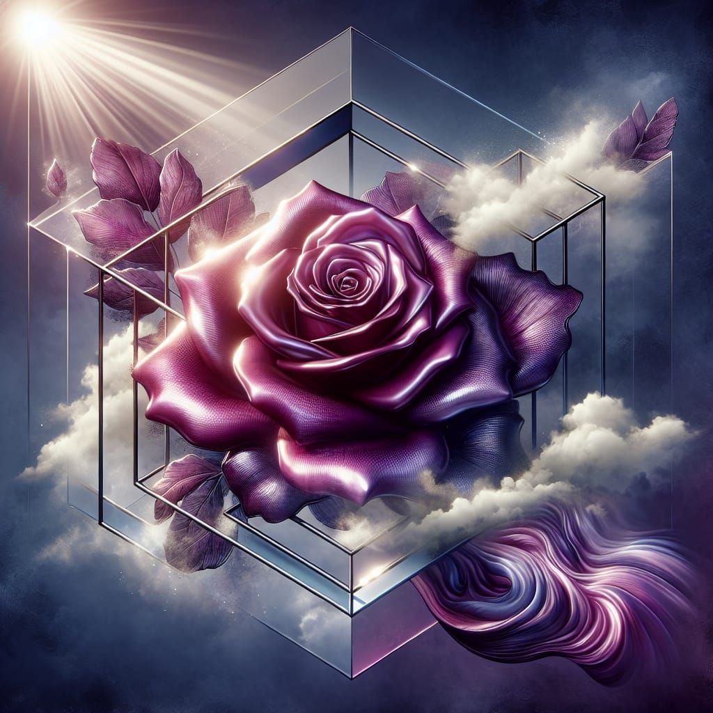 Elegant Purple Glass Rose in Baroque Style