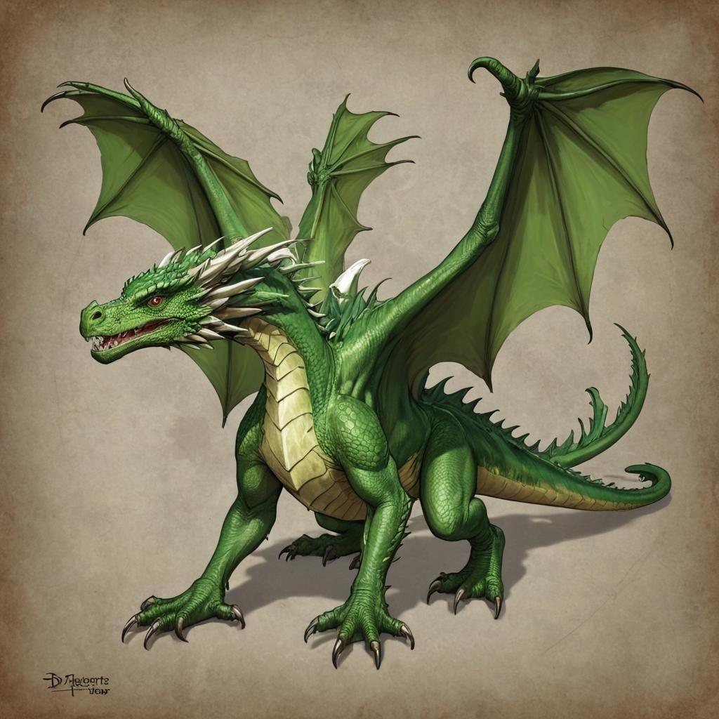 Young Green Dragon in Gygax Style