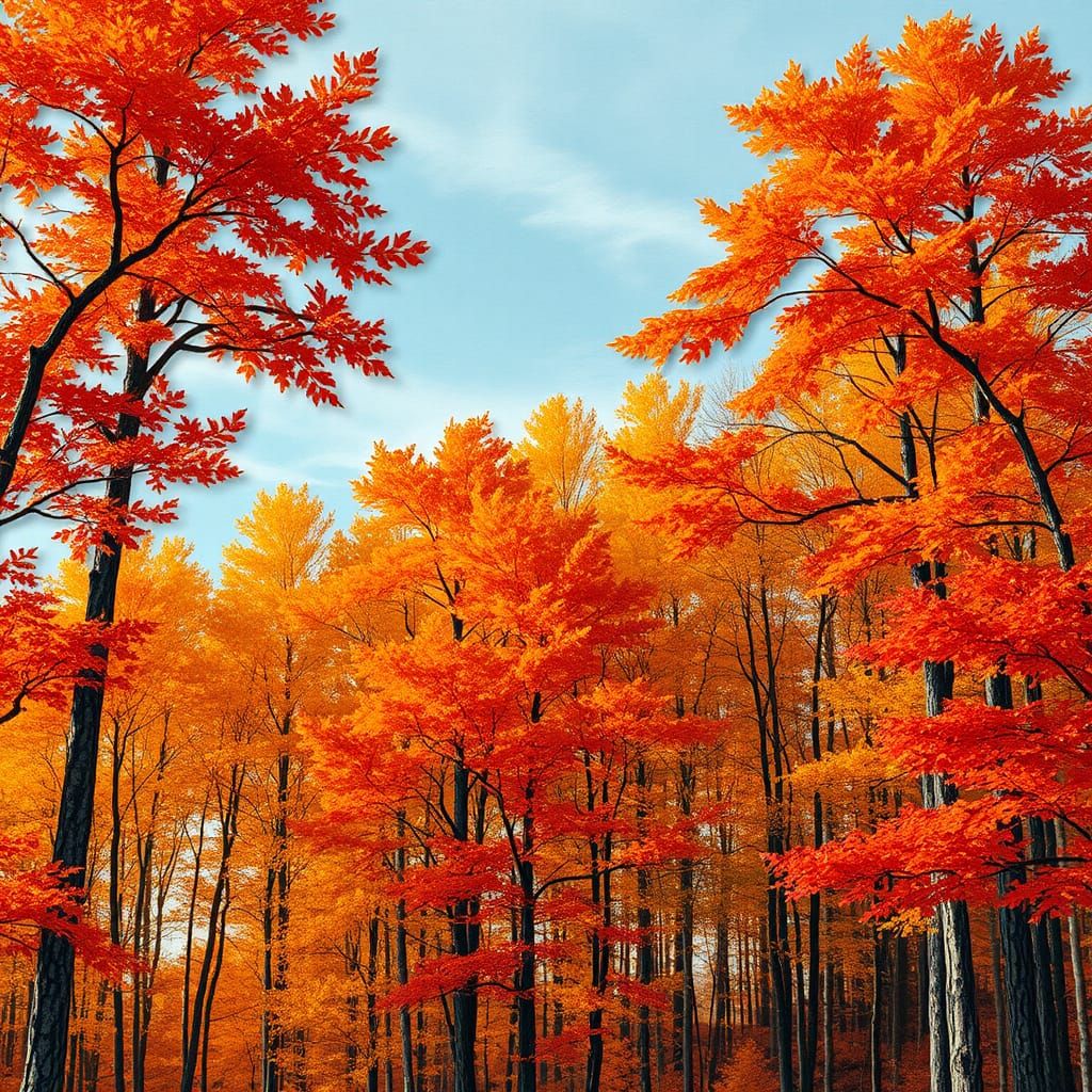 Autumn Forest in Paper Collage Style