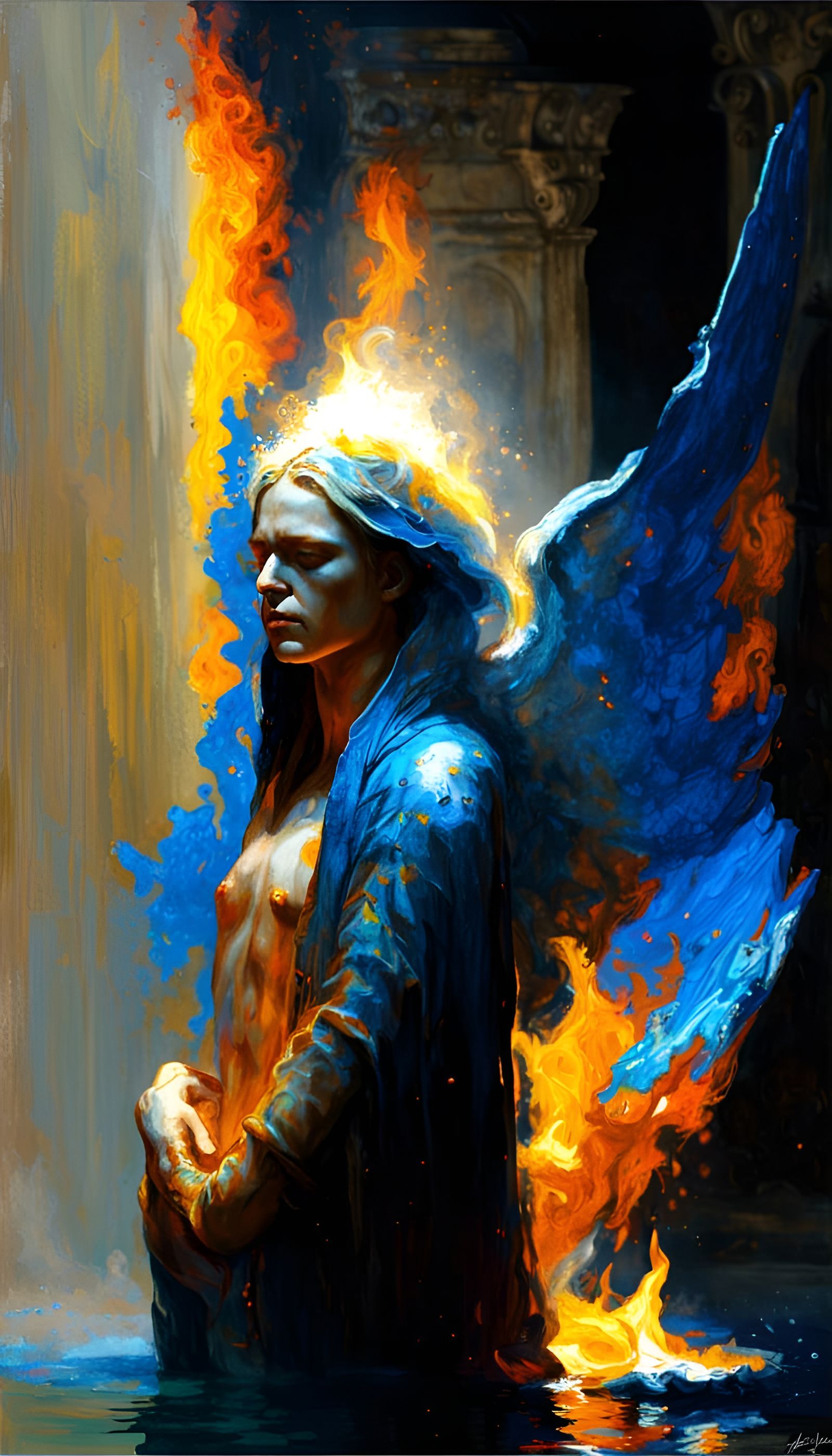 Titian Angel of grief fire and ice  Gone, Farewell my love, send-off ::Wadim Kashin,  Giotto, Detailed Tragic Complex De...