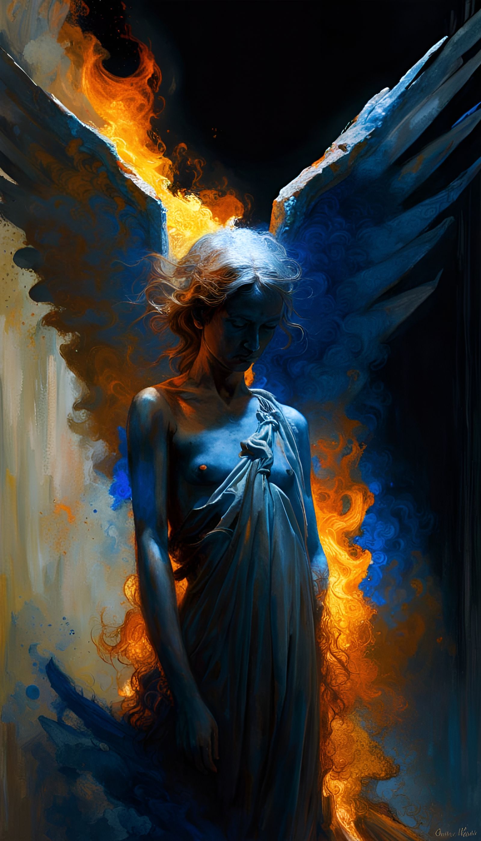 Titian Angel of grief fire and ice  Gone, Farewell my love, send-off ::Wadim Kashin,  Giotto, Detailed Tragic Complex De...