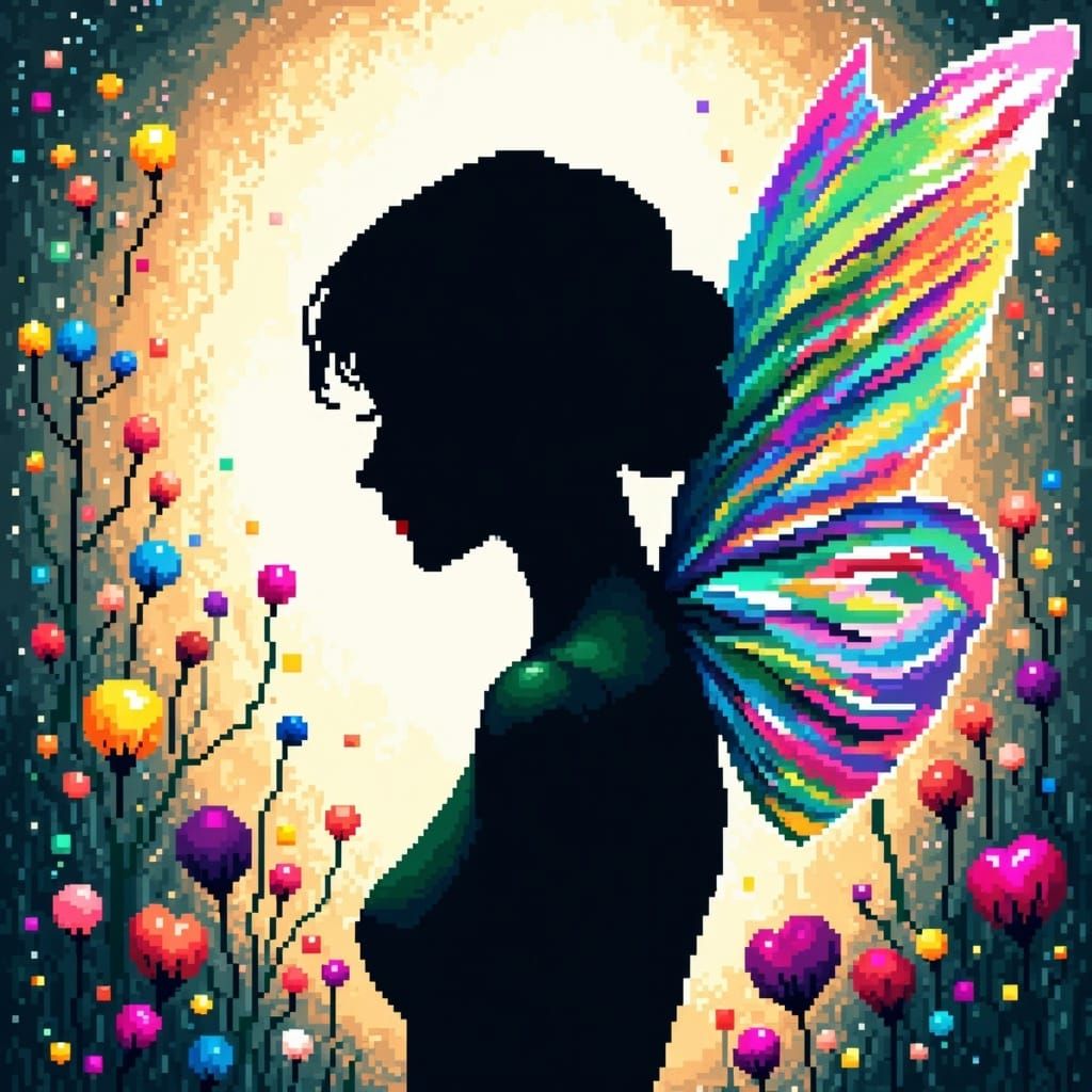 Pixel Art Fairy with Dissonant Elements