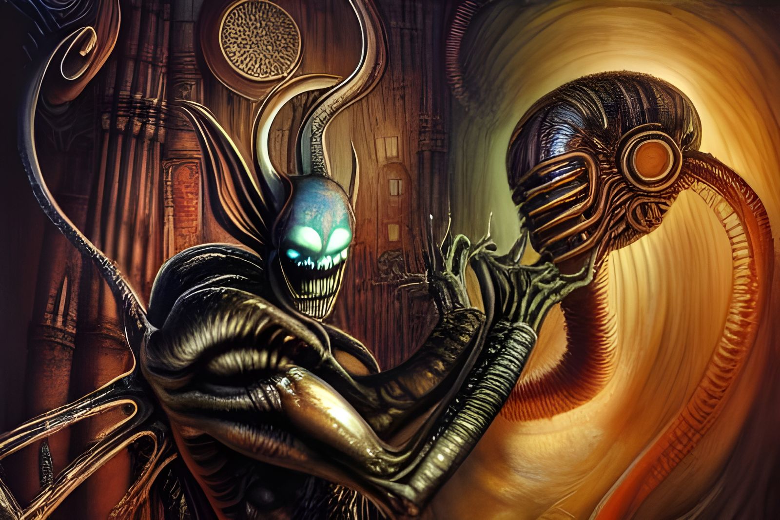 Symbiote, Cenobite, and Xenomorph in a Bar