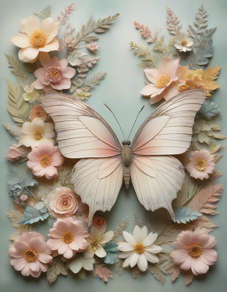 Watercolor Butterfly in Whimsical Spring Scene