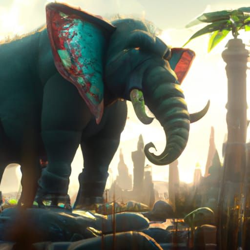 Fantastical Elephant in Detailed Matte Painting