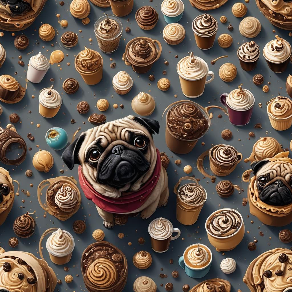 Cap-pug-cino Fantasy Concept Art in Deep Color