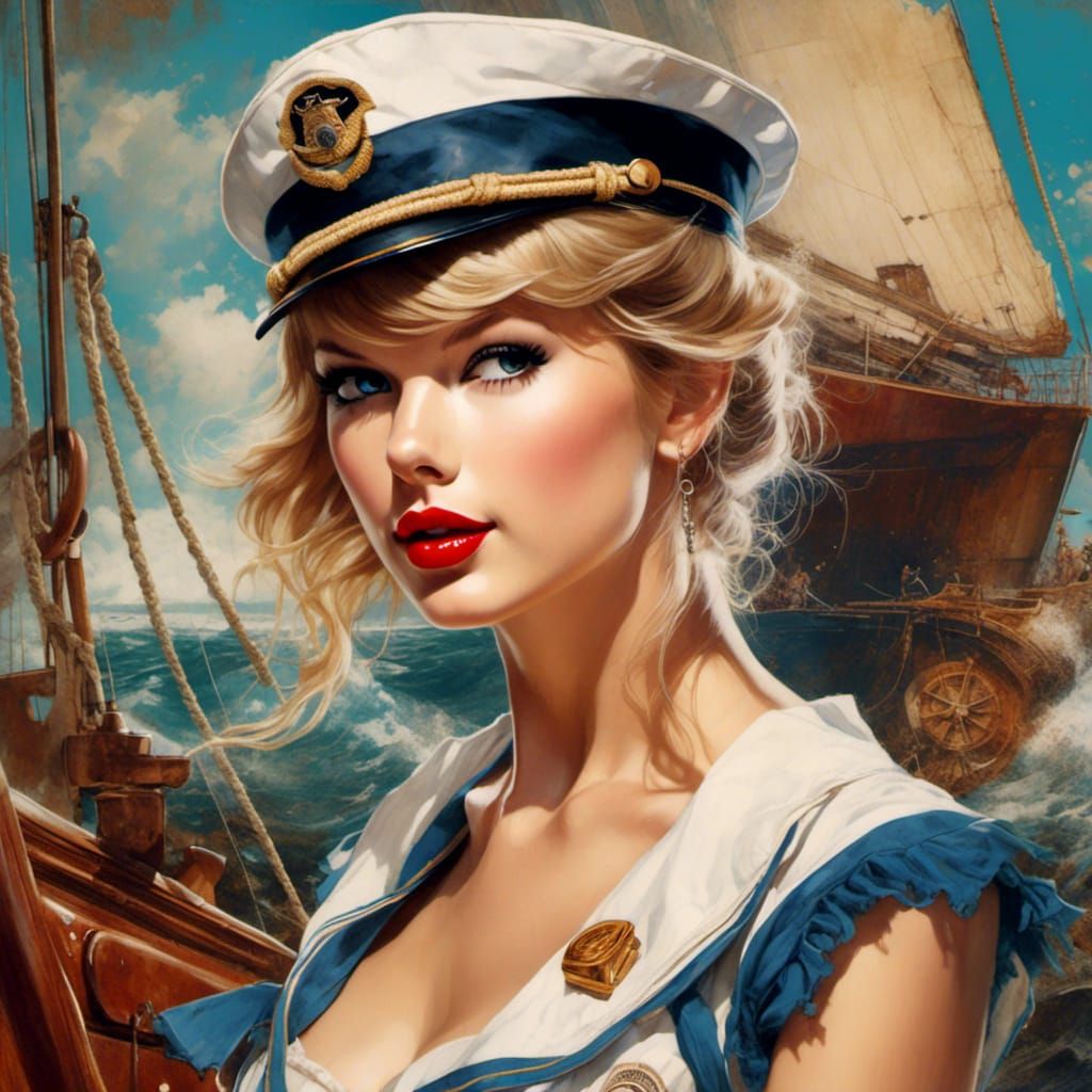 Taylor Swift as Sailor in Pin-Up Style