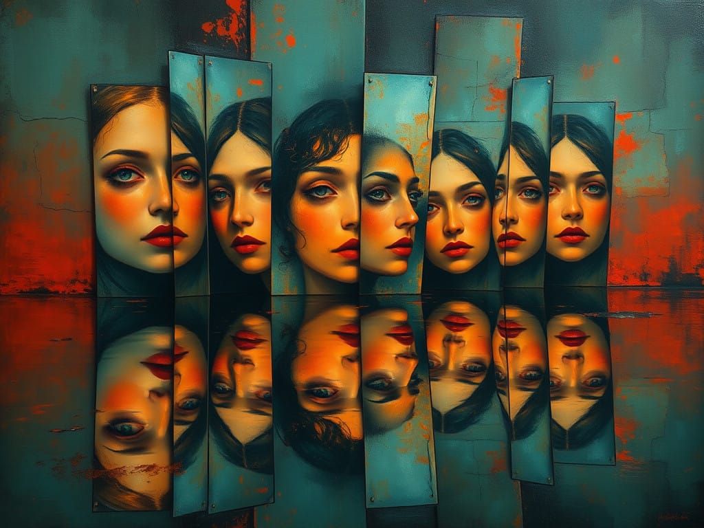 Ethereal Fragmented Reflections in a Dreamlike Landscape