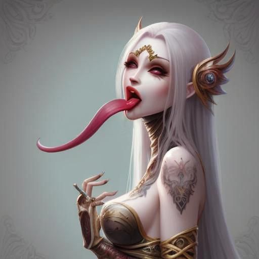 Fantasy Art: Girl with Incredibly Long Tongue
