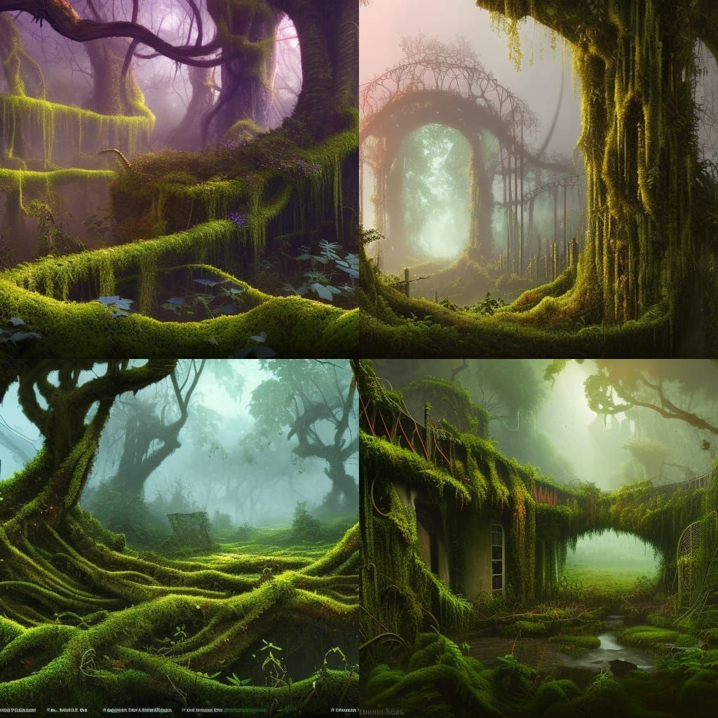 Lush Overgrown City: Detailed Matte Painting